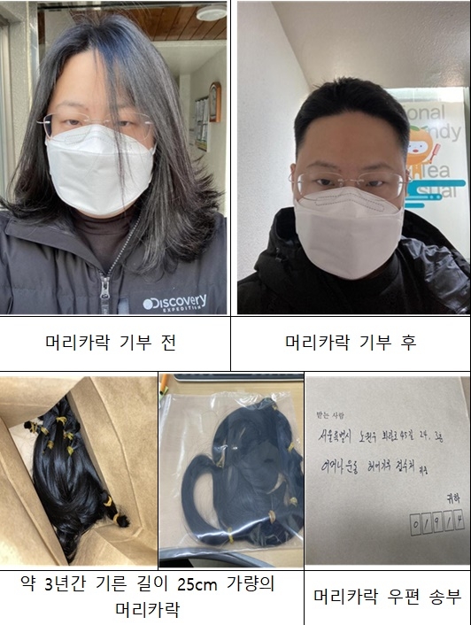 '꽁지머리 임'으로 불리는 임재홍 주문관의 아름다운 머리카락 기부.(제공=구미준법지원센터)