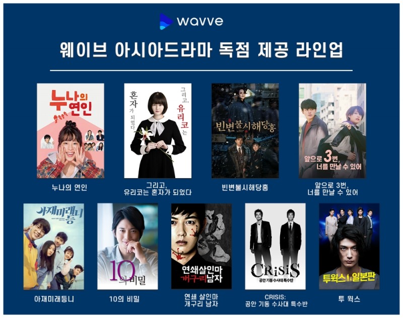 웨이브, 아시아드라마 독점 제공 라인업 강화