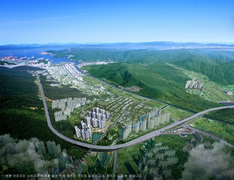 ‘더샵 거제디클리브’ 항공조감도.(사진=포스코건설)