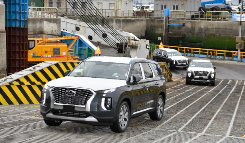 평택항에서 콩고민주공화국으로 수출되는 팰리세이드.(사진=현대자동차)