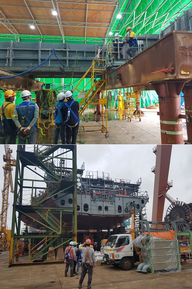 노동부 특별감독 모습.(사진제공=금속노조 현대중공업지부)