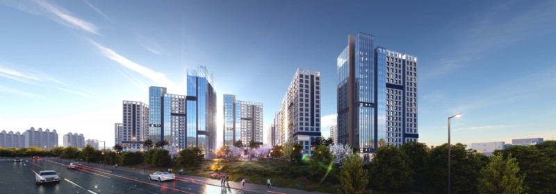 DL이앤씨·현대엔지니어링 컨소시엄 수원 신성신안쌍용진흥 아파트 리모델링 주택사업 예상 투시도.(사진=DL이앤씨)