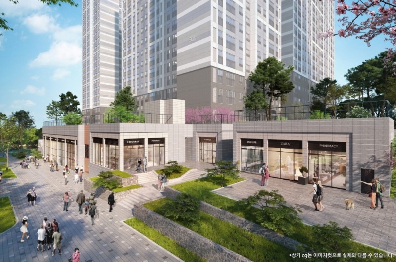 사송 더샵 데시앙 1차 단지 내 상가 투시도