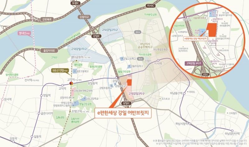 e편한세상 강일 어반브릿지 위치도.(사진=DL이앤씨)