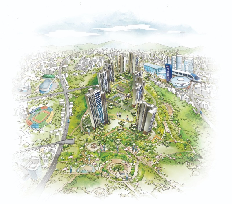 교동 하늘채 스카이파크 일러스트 조감도