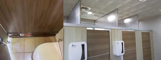 (안심스크린 하단(왼쪽)·상단 설치 모습).(사진제공=부산 금정구)