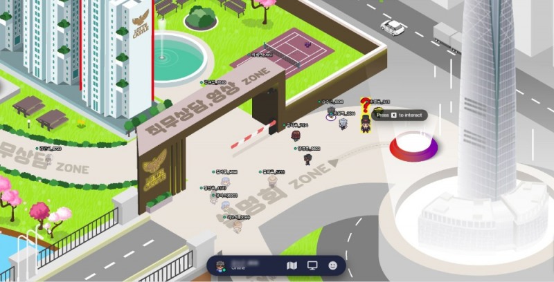 롯데건설 메타버스 채용설명회 내의 직무상담 ZONE.(사진=롯데건설)