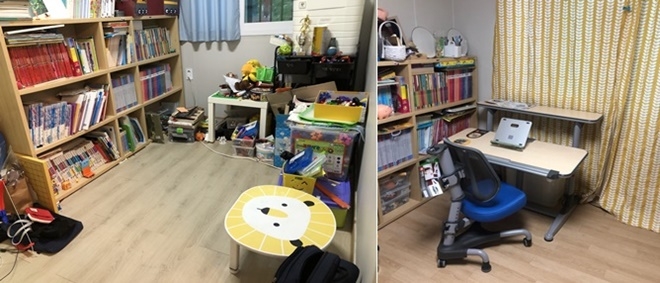 공부방 개선 전·후 모습.(사진제공=한국법무보호복지공단서울지부)