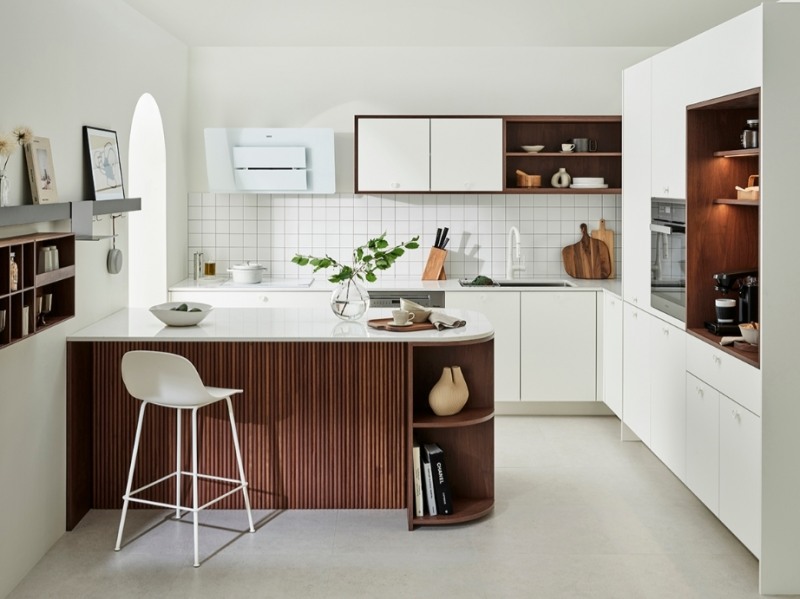 한샘 프리미엄 부엌 키친바흐 신제품 ‘스칸디&노르딕’ 홈카페형 구성 전경,(사진=한샘)