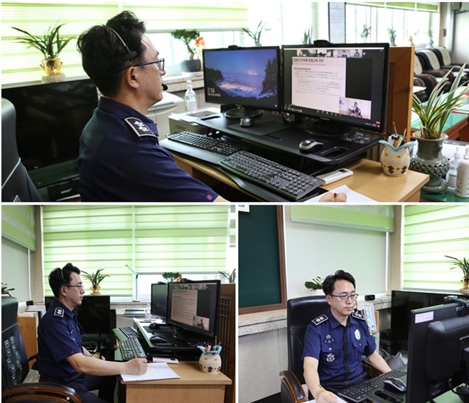 김영식 부산구치소장이 화상회의를 통해 참여하고 있다. (사진제공=부산구치소)