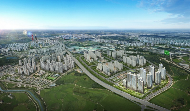 평택 지제역 동문 디 이스트 항공조감도.(사진=동문건설)