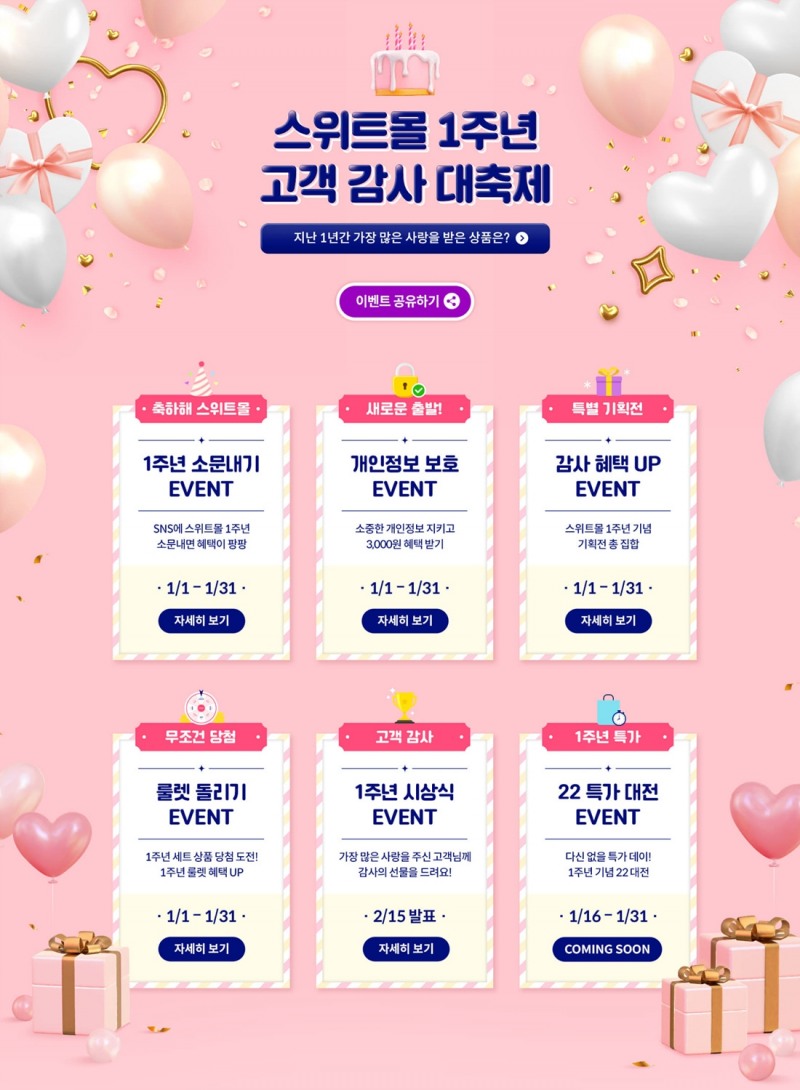 롯데제과 롯데스위트몰, 1주년 이벤트 전개