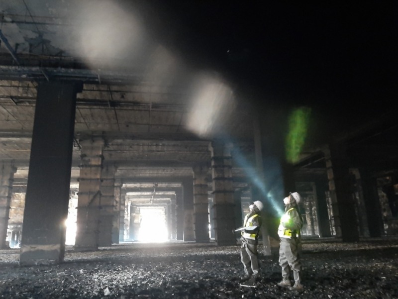 평택 물류센터 화재 현장 구조안전 점검 지원 전경.(사진=국토안전관리원)