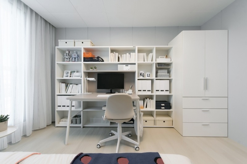 한샘 건자재와 가구로 꾸민 초등학생 자녀방 시공사례.(사진=한샘)