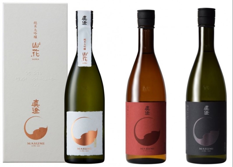 마스미 3종 마스미 산카, 마스미 아카, 마스미 쿠로 이미지. (사진=미야사카양조)