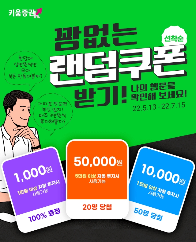 키움증권, 펀드 자통투자 쿠폰 지급 이벤트 실시