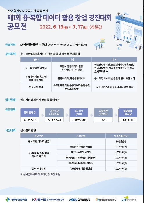 ‘ 제1회 융·복합 데이터 활용 창업 경진대회 공모전’ 개최