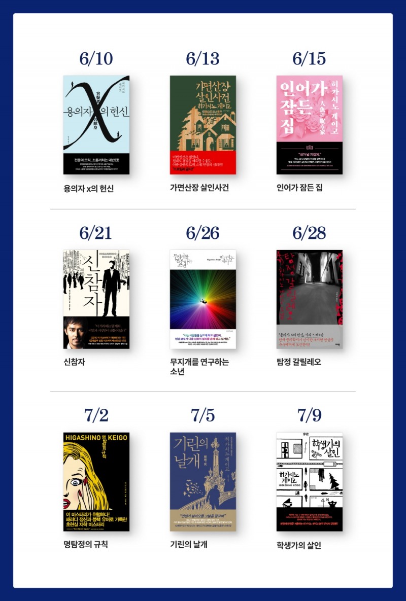밀리의 서재, ‘용의자 X의 헌신’, ‘탐정 갈릴레오’ 등 히가시노 게이고 작품 24권 공개