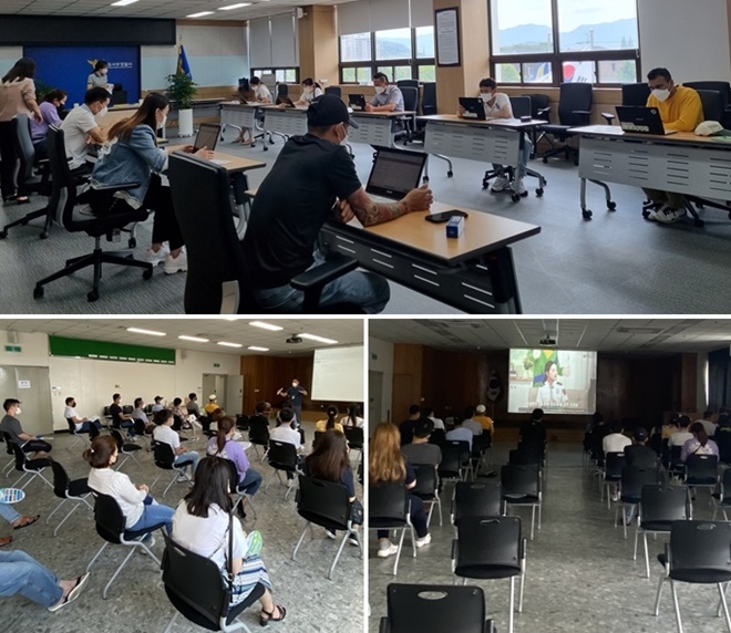 이주외국인 대상 교통법규 교육 및 출장 운전면허 학과시험을 병행하고 있다.(사진제공=창원서부경찰서)