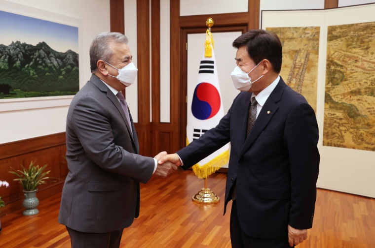 김진표 국회의장, 수교 30주년 맞아 사파예프 우즈베키스탄 상원 제1부의장 접견