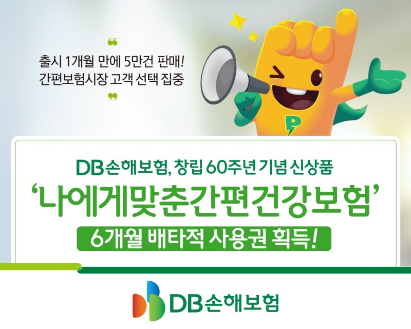 DB손보, ‘나에게 맞춘 간편건강보험’ 6개월 배타적 사용권 획득
