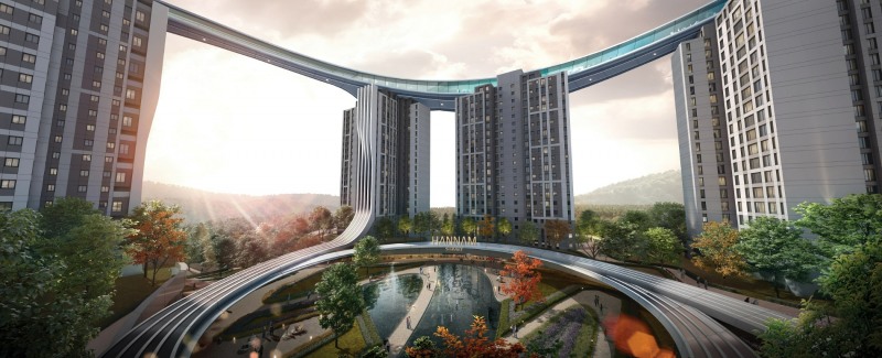 한남써밋의 중앙광장 '인피니티파크'.(사진=대우건설)