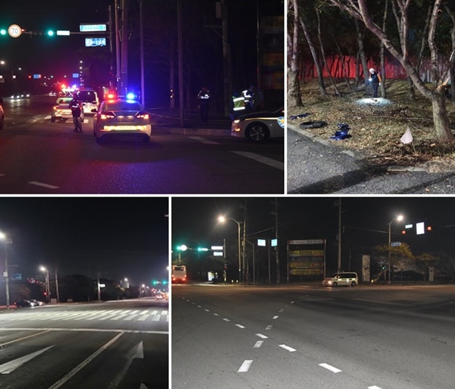 오토바이 사망사고 현장.(사진제공=부산경찰청)