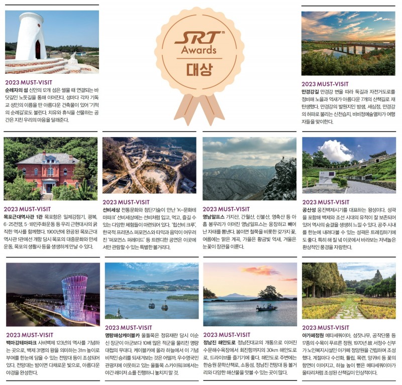 SR, 올해 ‘최고의 여행지’ 10곳 공개…‘2022 SRT 어워드’ 발표
