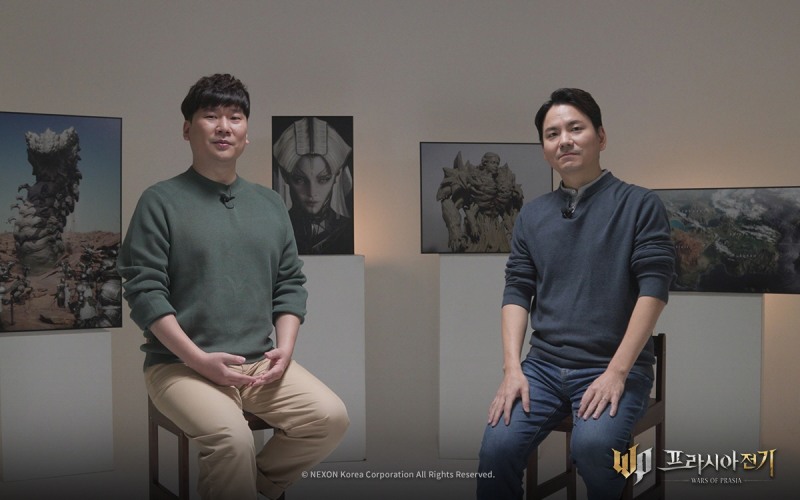 '프라시아 인사이드'에서 이익제 디렉터(왼쪽)과 임훈 부디렉터가 '프라시아 전기'에 대해 설명하고 있다. 사진=넥슨