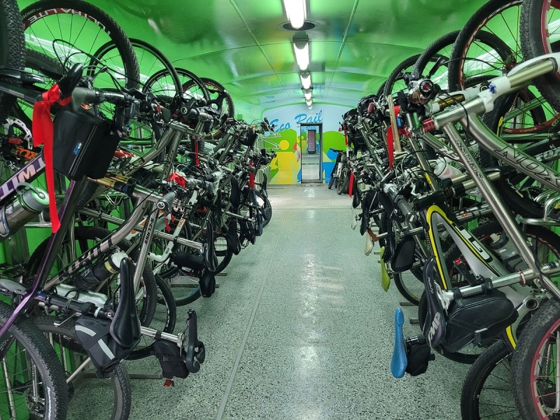 에코레일열차 자전거 거치객차.(사진=코레일)