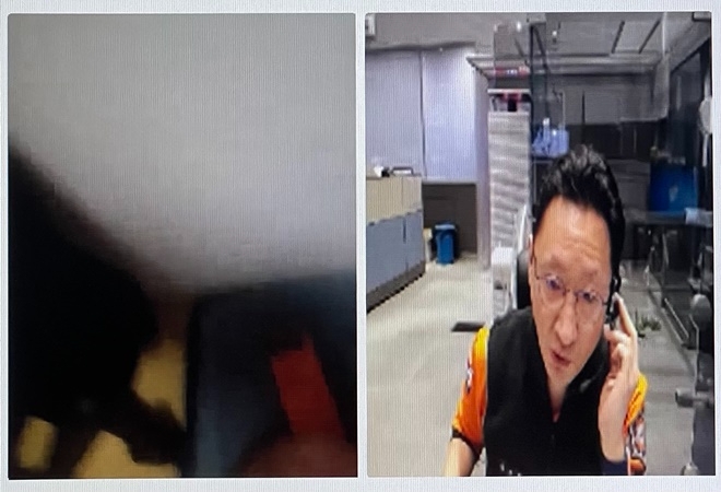 김재현 소방위(영상통화 응급처치 지도 모습).(제공=부산소방재난본부)