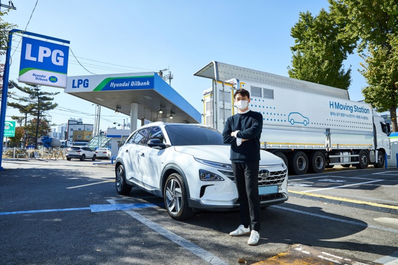 서울 광진구에 위치한 HD현대오일뱅크의 이동형 수소 충전소.(사진=HD현대오일뱅크)