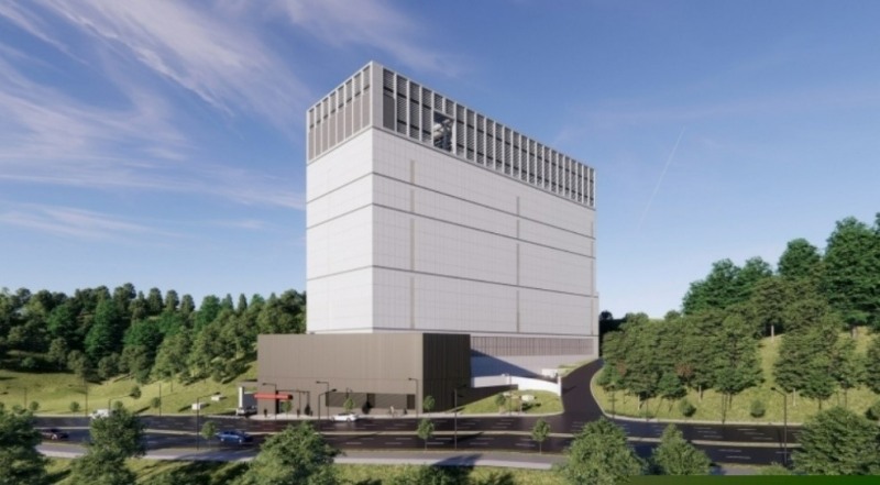 내진성능 최고등급인 특수 모멘트 접합 인증을 받은 보 높이1,100mm Pos-H가 적용된 캐피탈랜드 고양 데이터센터 조감도.(사진=포스코)