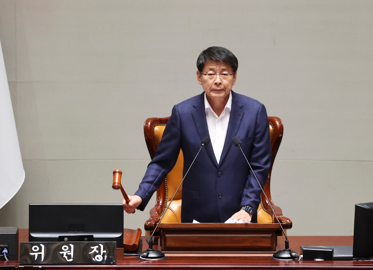 사진=서삼석 의원실 (서삼석 위원장이 국회 예결위에서 전체 회의를 진행하고 있다. 2023.7.6)