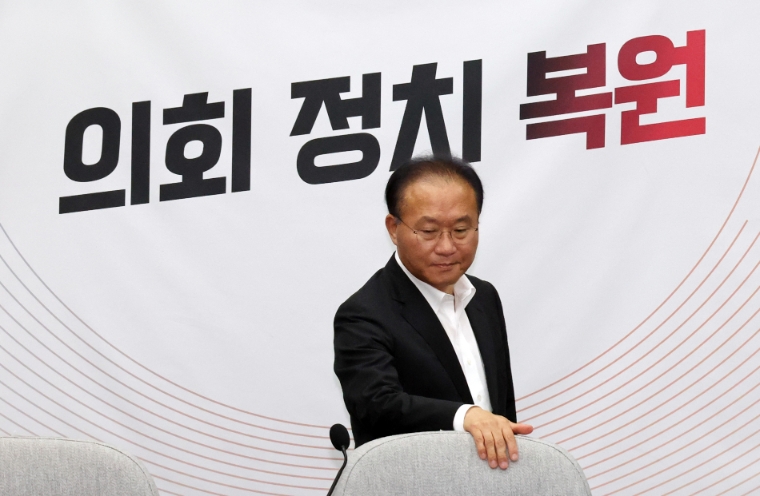 국민의힘 윤재옥 원내대표가 지난 8월 22일 국회에서 열린 원내 대책 회의에 참석하고 있다. (사진=연합뉴스)