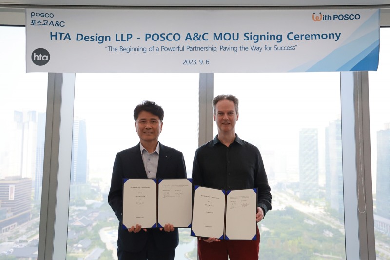 (왼쪽부터) 김상억 포스코A&C 스마트하우징사업실장, Rory Bergin HTA Deisgn Partner.(사진=포스코A&C)