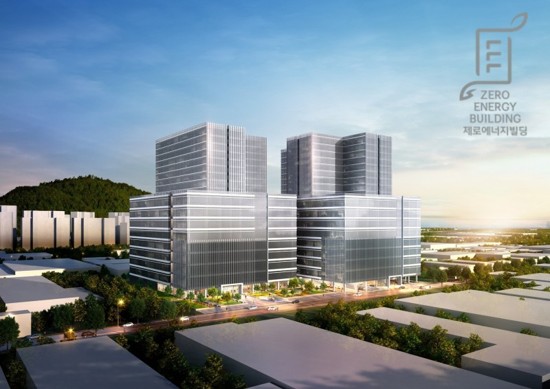 SK에코플랜트가 시공하는 서부산 SK V1 지식산업센터(투시도)가 중대형 SOFC 연료전지를 적용해 제로에너지빌딩 예비인증을 획득했다.(사진=SK에코플랜트)