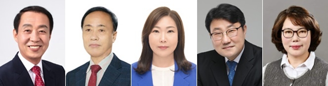 (사진왼쪽부터) 유제필 의원, 곽사문 의원, 강도희 의원, 최정웅 의원, 이분희 의원.(부산진구의회 홈페이지)