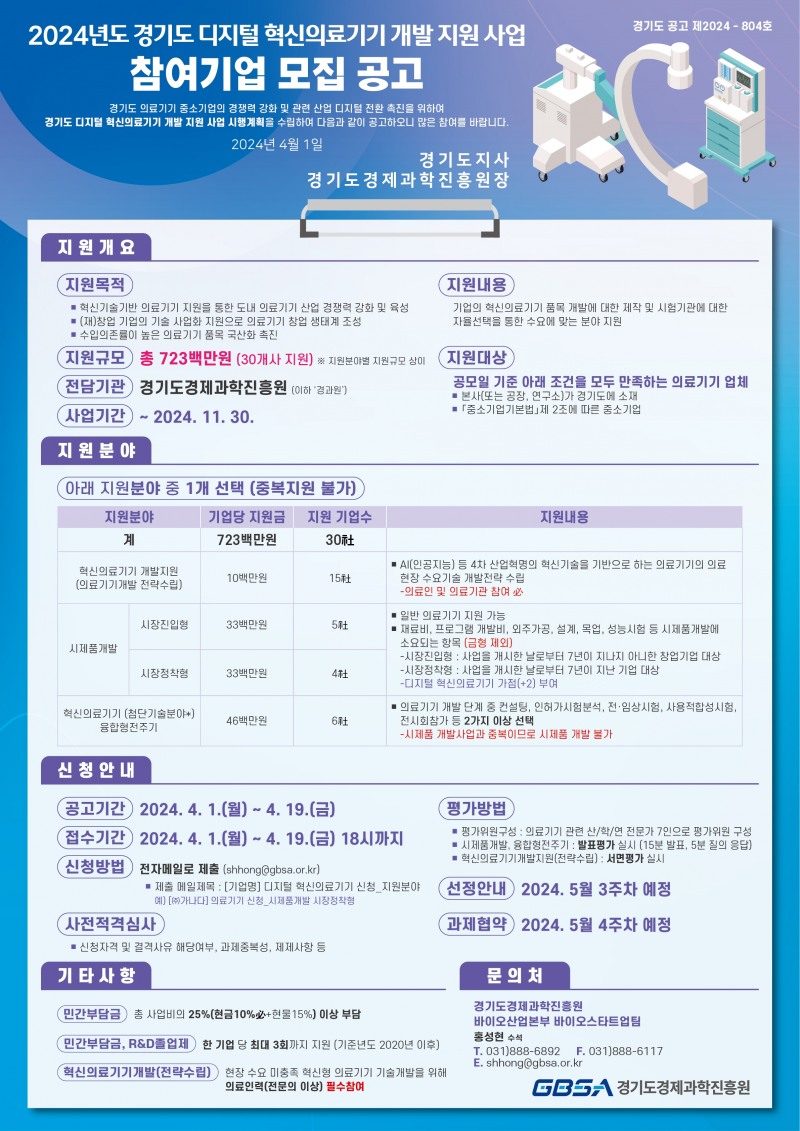 디지털 혁신의료기기 개발 지원사업 포스터