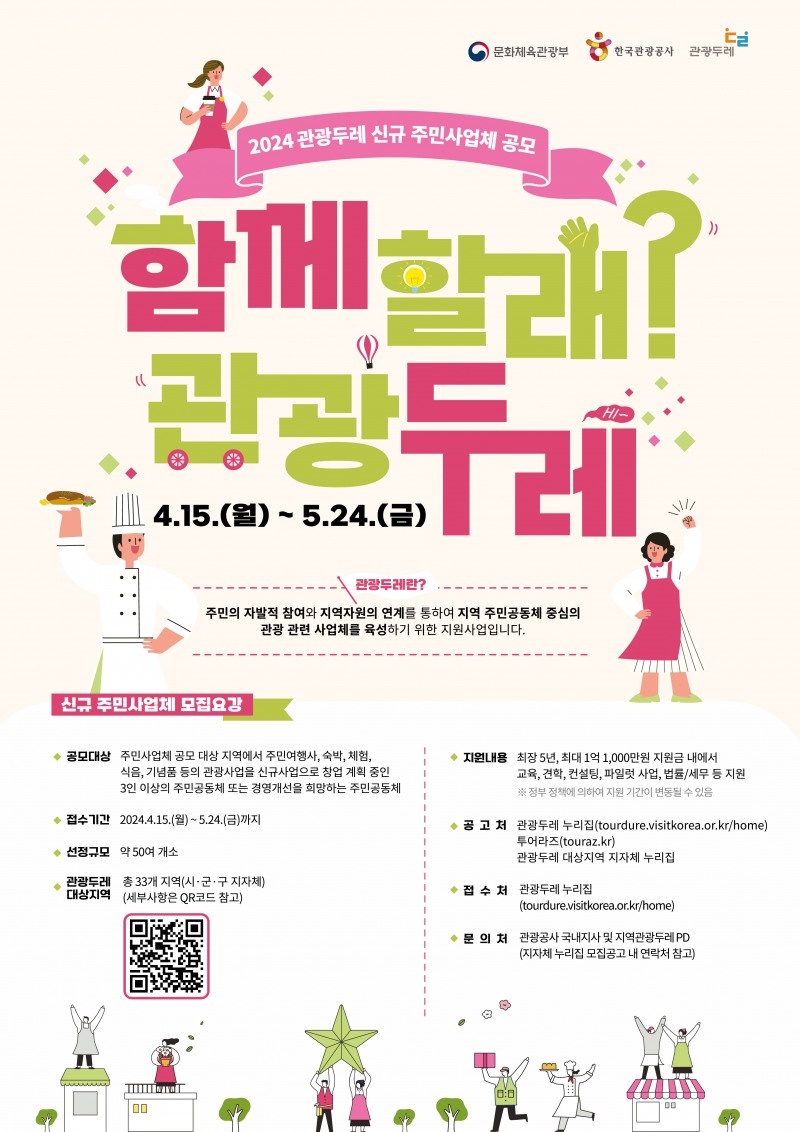 관광공사, 관광두레 신규 주민사업체 공모