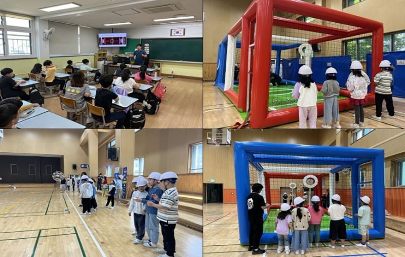 전문 강사가 직접 학교로 방문해 드론축구 수업을 진행하고 있다.