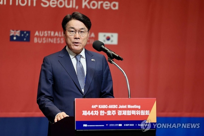 개회사 하는 최정우 한-호주 경제협력위원장.(사진=연합뉴스)