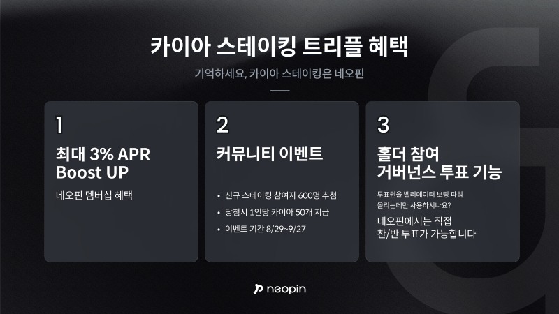 네오핀, 카이아 스테이킹 이벤트 실시