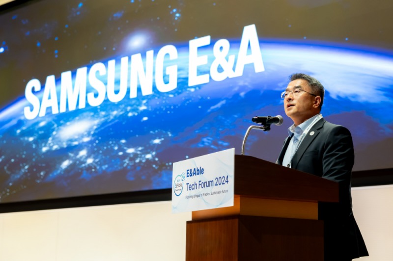 삼성E&A 남궁 홍 사장이 E&Able Tech Forum에서 개회사를 하고 있다.(사진=삼성E&A)