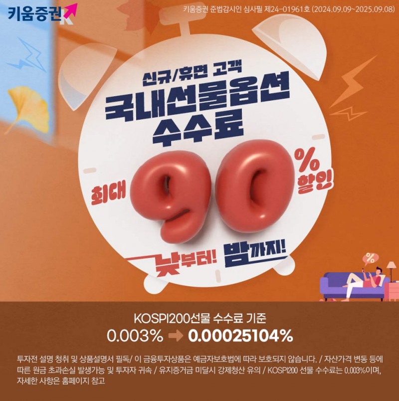 키움증권, ‘국내선물옵션 수수료 최대 90% 할인 이벤트’ 실시