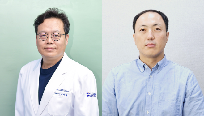 분당차병원 소화기내과 권창일 교수(좌), 엠아이텍 문종필 수석연구원(우). 사진=차병원