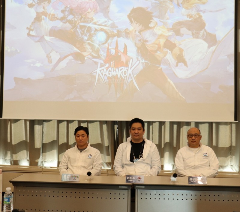 왼쪽부터 유준 사업 팀장, 이희수 사업 팀장, 김성진 사업 PM. 사진=그라비티