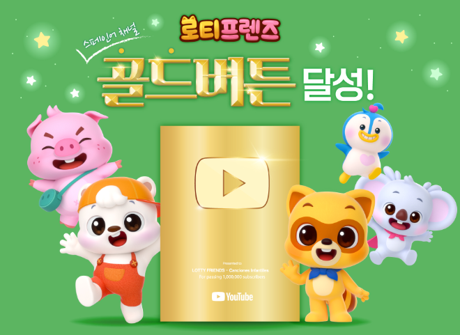 롯데월드 ‘로티프렌즈’, 스페인어 채널 구독자 100만명 돌파