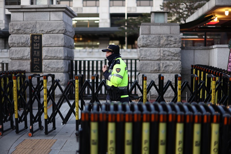 12·3 비상계엄 관련 윤석열 대통령 탄핵 심판을 앞둔 지난 18일 오전 서울 종로구 헌법재판소의 모습. 사진=연합뉴스