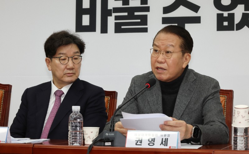 비상대책위원 회의에서 발언하는 권영세 비대위원장(사진=연합뉴스)